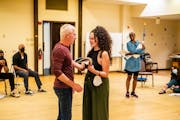 Steven Epp plays Agamemnon and Isa Condo-Olvera is Iphigenia during a Ten Thousand Things Theater rehearsal of “Iphigenia at Aulis.” Regina Marie 