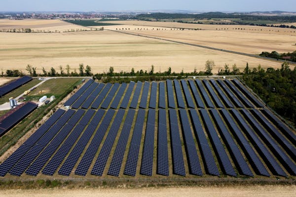 Xcel is proposing a large-scale solar project that will cost at least $575 million for land by the Sherco coal plants. Pictured is a solar plant in Ge