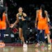 Las Vegas Aces forward A’ja Wilson (22) celebrated after a play against the Connecticut Sun during Game 2 of the WNBA Finals. The Aces are up 2-0 in