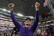 Minnesota Vikings head coach Kevin O’Connell celebrated the first of what turned out to be 13 regular-season wins.