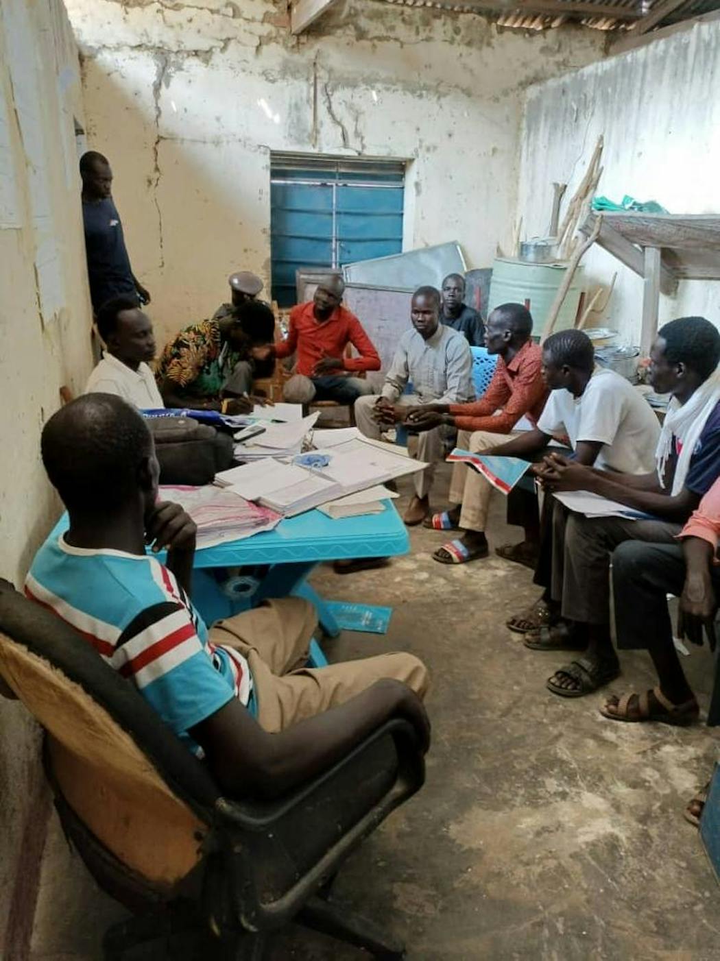 College students in Juba, South Sudan, engaged in a study session.