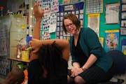 State Demographer Susan Brower in a Minneapolis classroom in 2019.  “You can look out decades after a childhood where someone has experienced povert