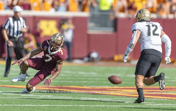 Gophers receiver Chris Autman-Bell (7) suffered a season-ending leg injury on Sept. 17 vs. Colorado. His injury contributed to the team’s downward s