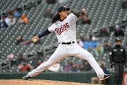 Dereck Rodriguez made his first appearance for the Twins on April 13 at Target Field. He made his second Saturday in Cleveland.