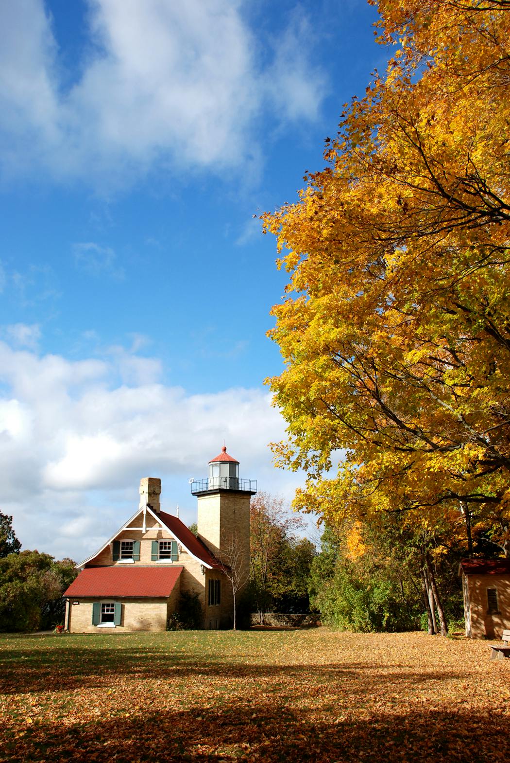 Wisconsin's Eagle Bluff Lighthouse in the fall.