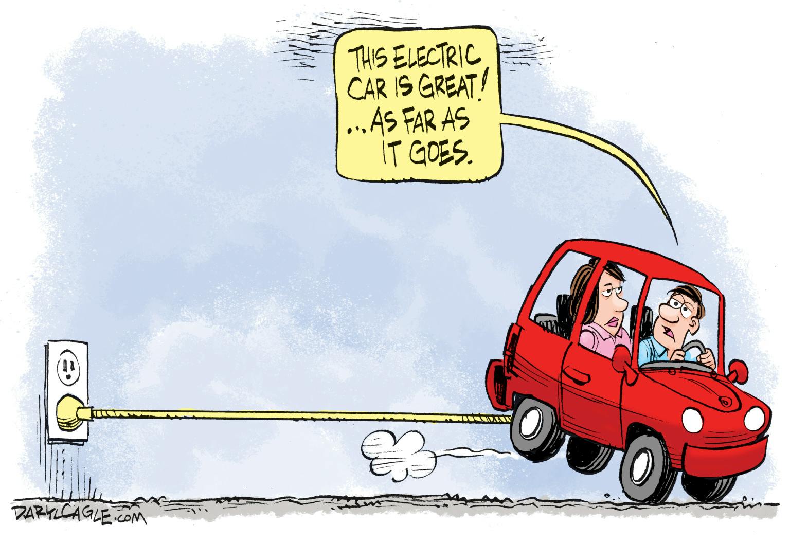 Editorial cartoon: Daryl Cagle on electric vehicles