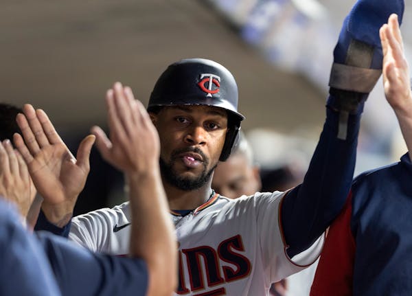 If Byron Buxton, above celebrating a homer this season, can stay healthy next season, Twins could win 90 games. He is a difference-maker.