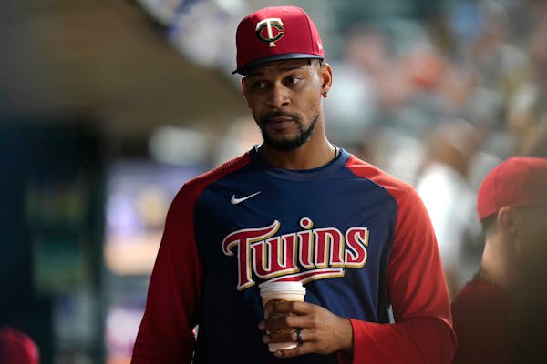 Center fielder Byron Buxton hasn’t played a game for the Twins since Aug. 22, after which a hip strain from compensating for his knee put him on the