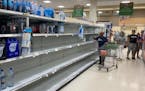 A Publix store in Metrowest was nearly sold out of water on Saturday, Sept. 24, 2022, in Orlando, Florida, as residents ready themselves ahead of Trop