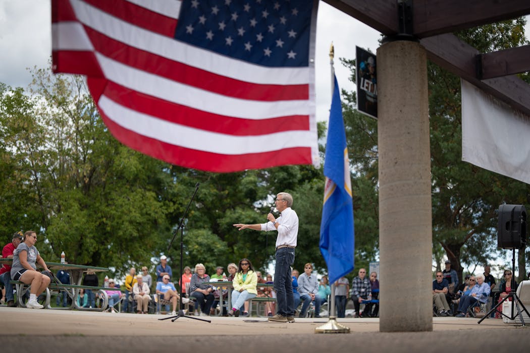 GOP candidate for governor Scott Jensen campaigned at what was billed as the Hibbing Freedom Rally Saturday, Sept. 10, 2022  Hibbing, Minn.