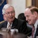 Senate Minority Leader Mitch McConnell, R-Ky., left, speaks to Sen. Richard Shelby, R-Ala., as they attend a Senate Rules and Administration Committee
