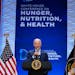 President Joe Biden speaks Wednesday during the White House Conference on Hunger, Nutrition and Health at the Ronald Reagan Building and International