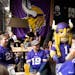 The Vikings mascot, Viktor, attended a fan event at a bar in Manchester, England, on Wednesday ahead of the team’s game against the Saints in London