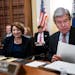 Sen. Amy Klobuchar and Sen. Roy Blunt open a meeting on the Electoral Count Reform and Presidential Transition Improvement Act at the Capitol on Sept.