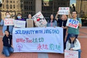 Supporters of Jingyao Liu rallied Sunday, Oct. 2, outside the Hennepin County Government Center, where Liu’s lawsuit accusing Chinese billionaire Ri
