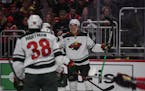 Wild forward Matt Boldy celebrated his shorthanded goal during the third period of Sunday’s exhibition victory over the Blackhawks in Milwaukee.