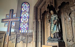 A shrine to St. Cloud, the patron saint of the Diocese of St. Cloud, is inside St. Mary’s Cathedral downtown.
