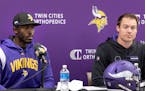Vikings General Manager Kwesi Adofo-Mensah, left, and head coach Kevin O’Connell brought back most of the team’s veterans this season. The Chicago