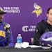 Vikings General Manager Kwesi Adofo-Mensah, left, and coach Kevin O’Connell brought back most of the team’s veterans this season. The Chicago Bear