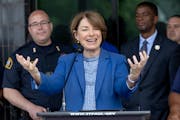 U.S. Sen. Amy Klobuchar, seen here at a news conference with local leaders in July, plans to seek  a fourth term in 2024. 