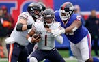  Bears quarterback Justin Fields has been pressured on 47.7% of his dropbacks and has been sacked 16 times through four games.