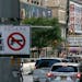 FILE— A sign reading “Gun Free Zone” is posted near around Times Square, Aug. 31, 2022, in New York.A federal judge said New York gun rules that