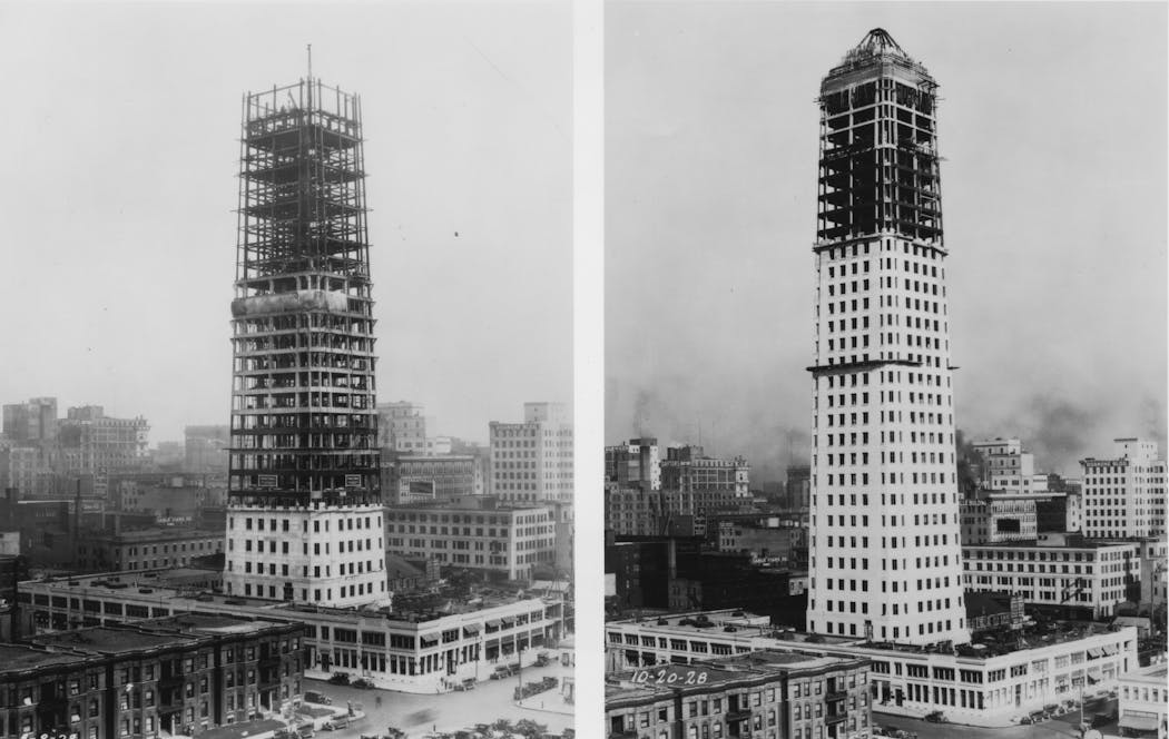 Workers spent two years building the Foshay Tower in Minneapolis. 