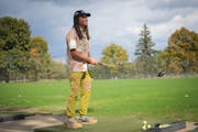 Chance York, star of “Outside Chance,” filming an episode on the Hiawatha Golf Course in Minneapolis.