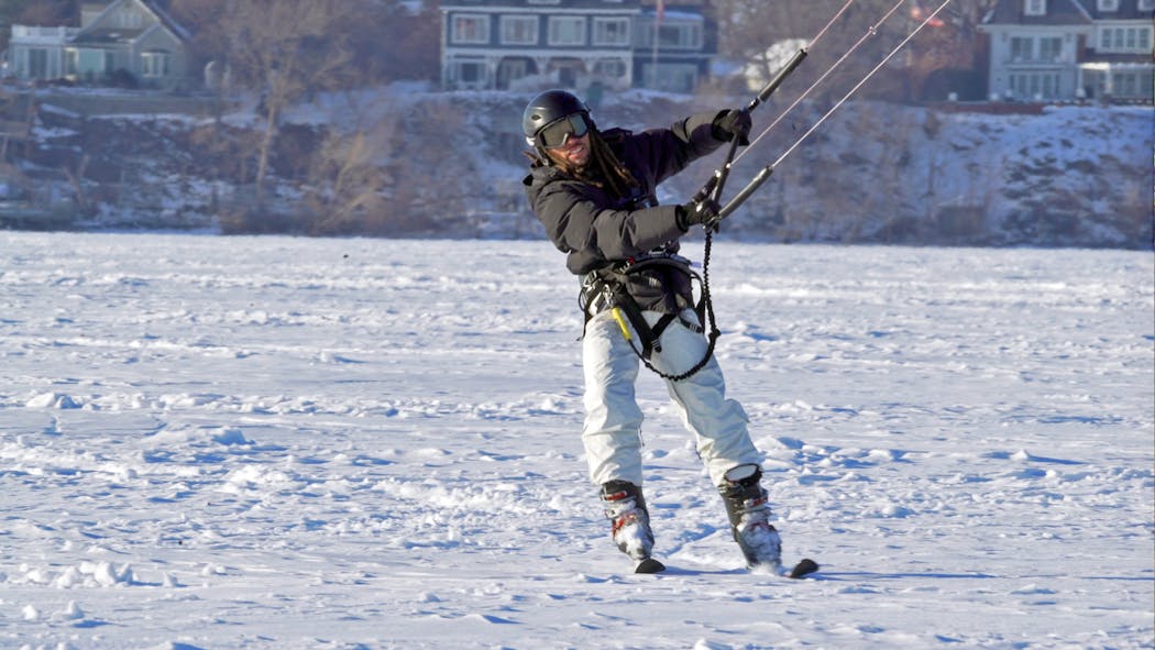 Chance York snowkiting on White Bear Lake