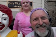 Jane and Richard Miller, wearing their do-rags at a Ronald McDonald House in Billings, Mont.