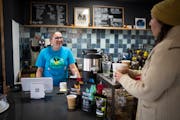 Jamie Becker-Finn, an Ojibwe state legislator, lawyer and now craft coffee shop owner, chatted with Amanda Baumann of Tandem Vintage after she ordered