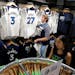 Minnesota Timberwolves fans look at merchandise before the NBA basketball team's practice Saturday, Oct. 1, 2022, in Minneapolis. (AP Photo/Andy Clayt