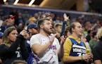 Minnesota Timberwolves fans cheers during the NBA basketball team’s practice Saturday, Oct. 1, 2022, in Minneapolis. (AP Photo/Andy Clayton-King)