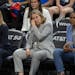 Rebekkah Brunson, right, on the Lynx bench with head coach Cheryl Reeve, center, and assistant Katie Smith during Sylvia Fowles’ last home game in A