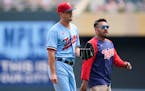Starting pitcher Tyler Mahle, shown with former head athletic trainer Michael Salazar in August, was one of many Twins injured in 2022.