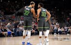 Rudy Gobert and Karl-Anthony Towns, shown during a game earlier this season.