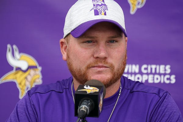 Adam Zimmer, then the Vikings’ co-defensive coordinator, at a news conference last year.