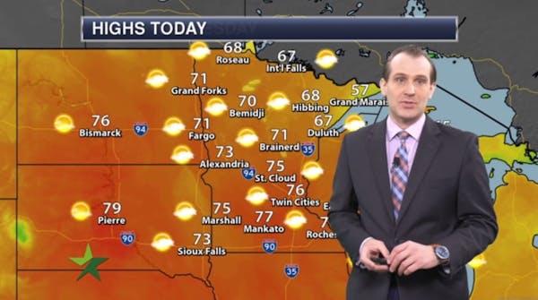 Morning forecast: Record warmth, windy; high 76