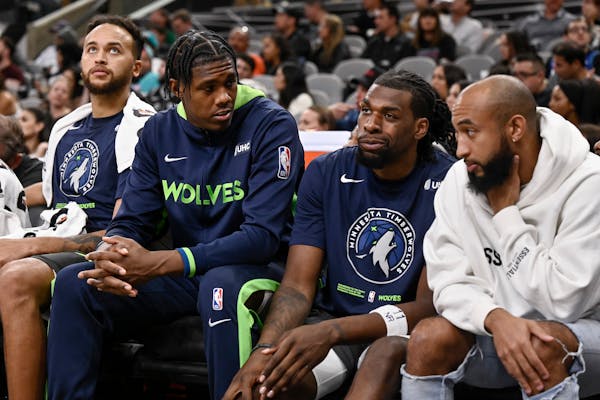 Bench players, such as (from left) Kyle Anderson, Nathan Knight, Naz Reid, and Jordan McLaughlin have proved more effective at times for the Timberwol