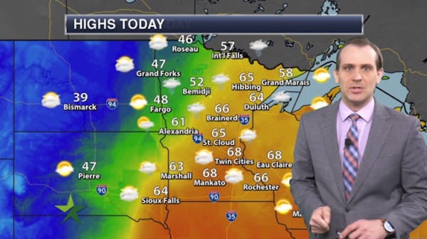 Morning forecast: AM sun, chance of PM showers; high 68