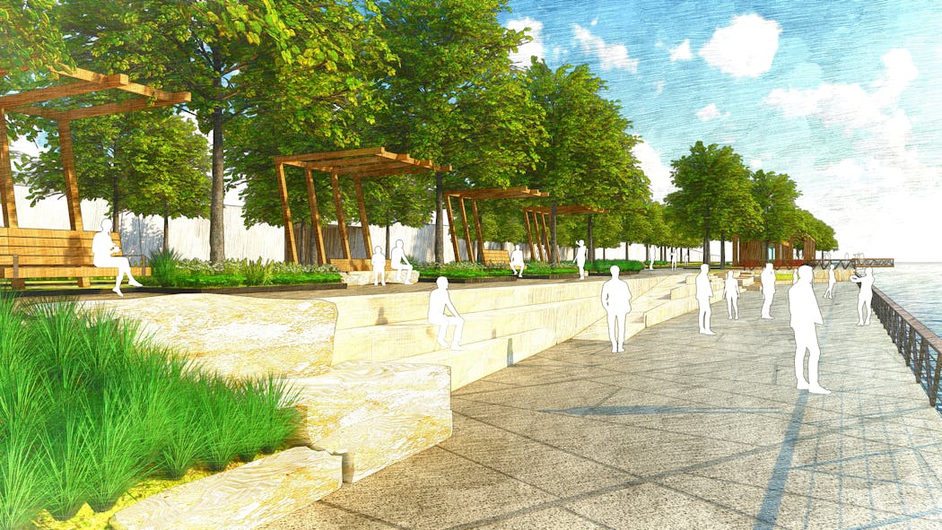 New benches, walkways and green space will replace miles of concrete, officials say.