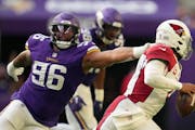 Vikings defensive tackle Ross Blacklock, left, is expected to start in the base defense with Dalvin Tomlinson unable to play because of a calf injury.