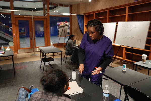 Terasha Winston taught a class at her Phlebotomy Academy of Training in former retail space at the Maplewood Mall.