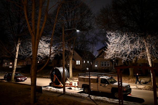 The bright street outside a south Minneapolis home in 2019, after an LED light was installed.