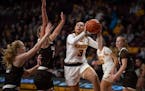 Gophers guard Amaya Battle is first on the team in blocks (1.2) and assists (5.2), second in rebounding (7.2) and steals (1.5), third in minutes (28.5