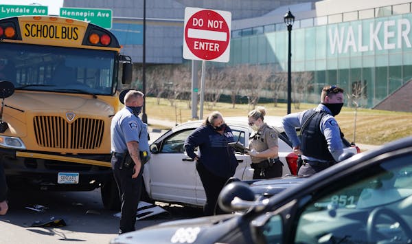 Minneapolis Park Police were at the scene after a driver struck a school bus last year. 