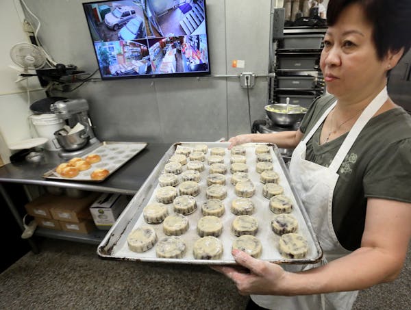 Pauline Kwan made mooncakes ahead of the lunar calendar harvest holiday that begins on Monday. Mooncakes are a specialty at the Mid-Autumn Festival an