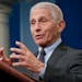 Dr. Anthony Fauci, director of the National Institute of Allergy and Infectious Diseases, speaks during a press briefing at the White House, Tuesday, 