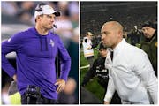 Vikings coach Kevin O’Connell, left, and Gophers coach P.J. Fleck, in losses to the Cowboys and Hawkeyes last weekend, leaned heavily on players wit