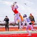 St. John’s receiver Jimmy Buck mads one of his two TD receptions in the Johnnies’ 49-0 victory over Northwestern (St. Paul) last Saturday in Colle